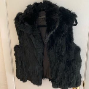 Adrienne Landau Black Rabbit Fur Vest